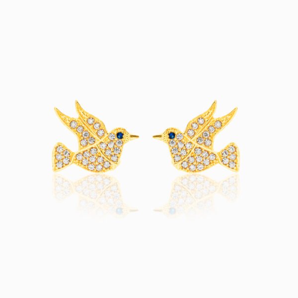 Brinco Espírito Santo em Prata 925 com Banho de Ouro 18k e Zircônias