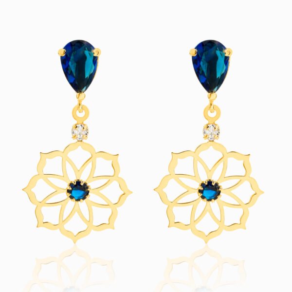 Brinco Mandala em Prata 925 com Banho de Ouro 18k e Zircônias